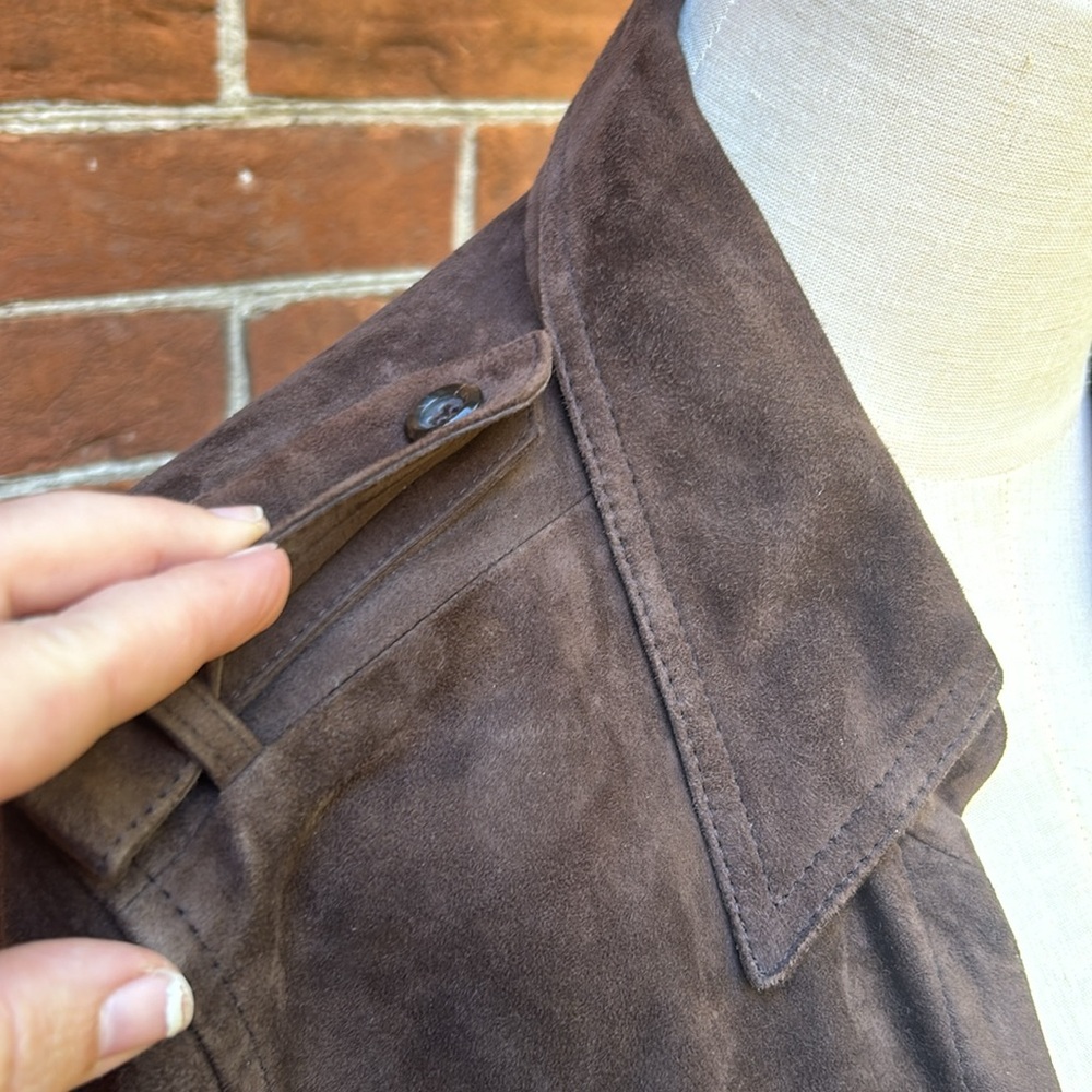 STRENESSE Dark Brown Suede Lace-Up Military Jacket - Picture 2 of 11